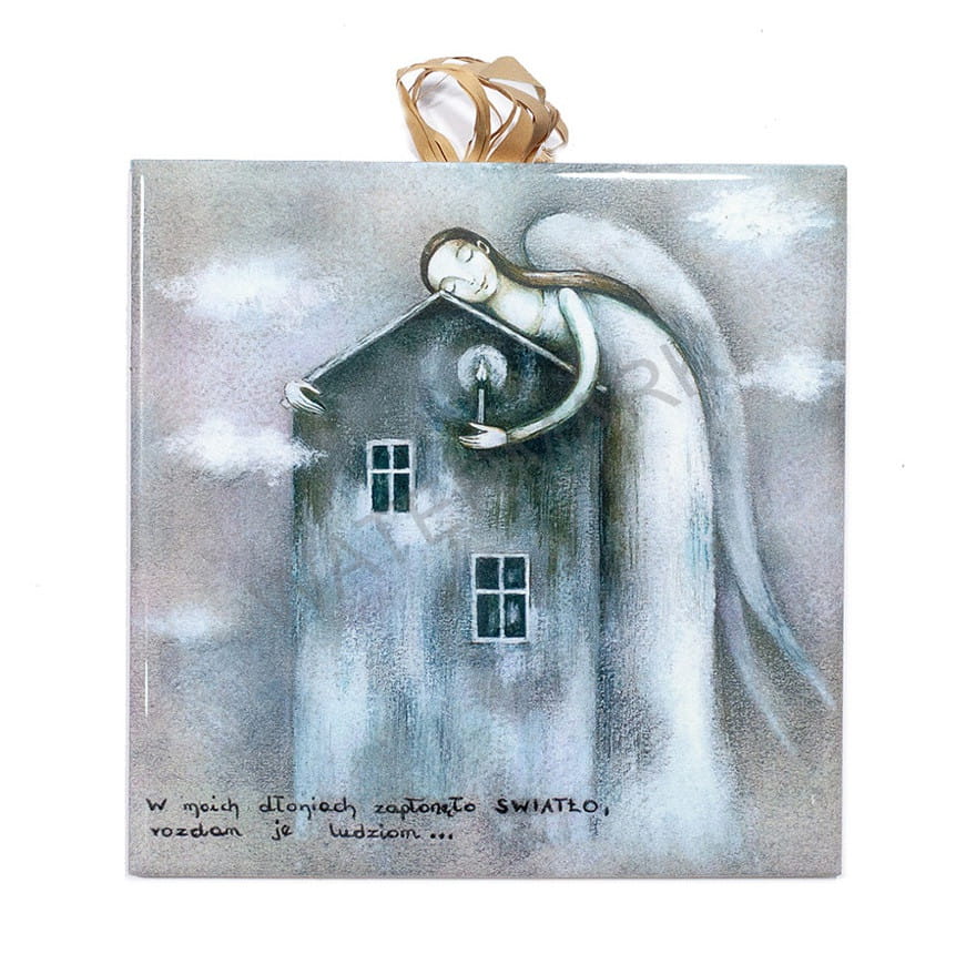 Płytka ceramiczna 10x10cm obrazek Anioł rozświetlający ciemności