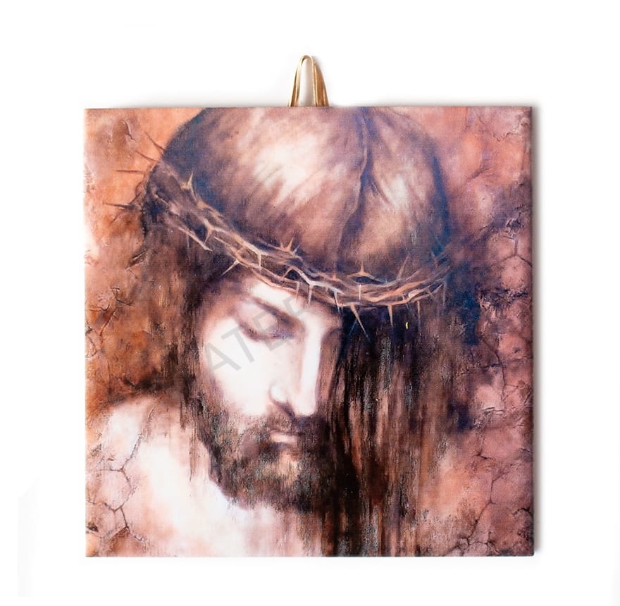 Płytka ceramiczna 15x15cm obrazek Jezus w koronie cierniowej 