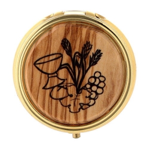 Cyborium na komunikanty drewno oliwne kielich średn. 5 cm