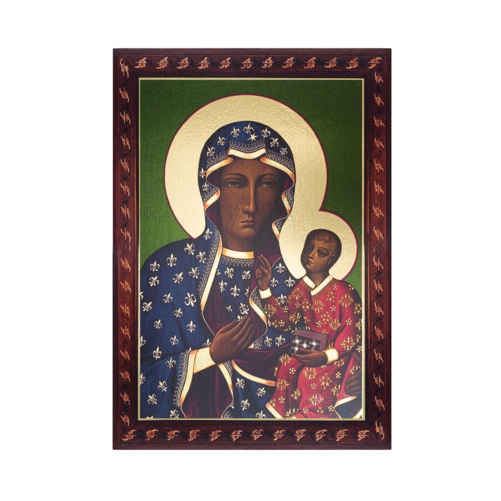 Ikona Matka Boża Częstochowska z ornamentem 13x9 cm