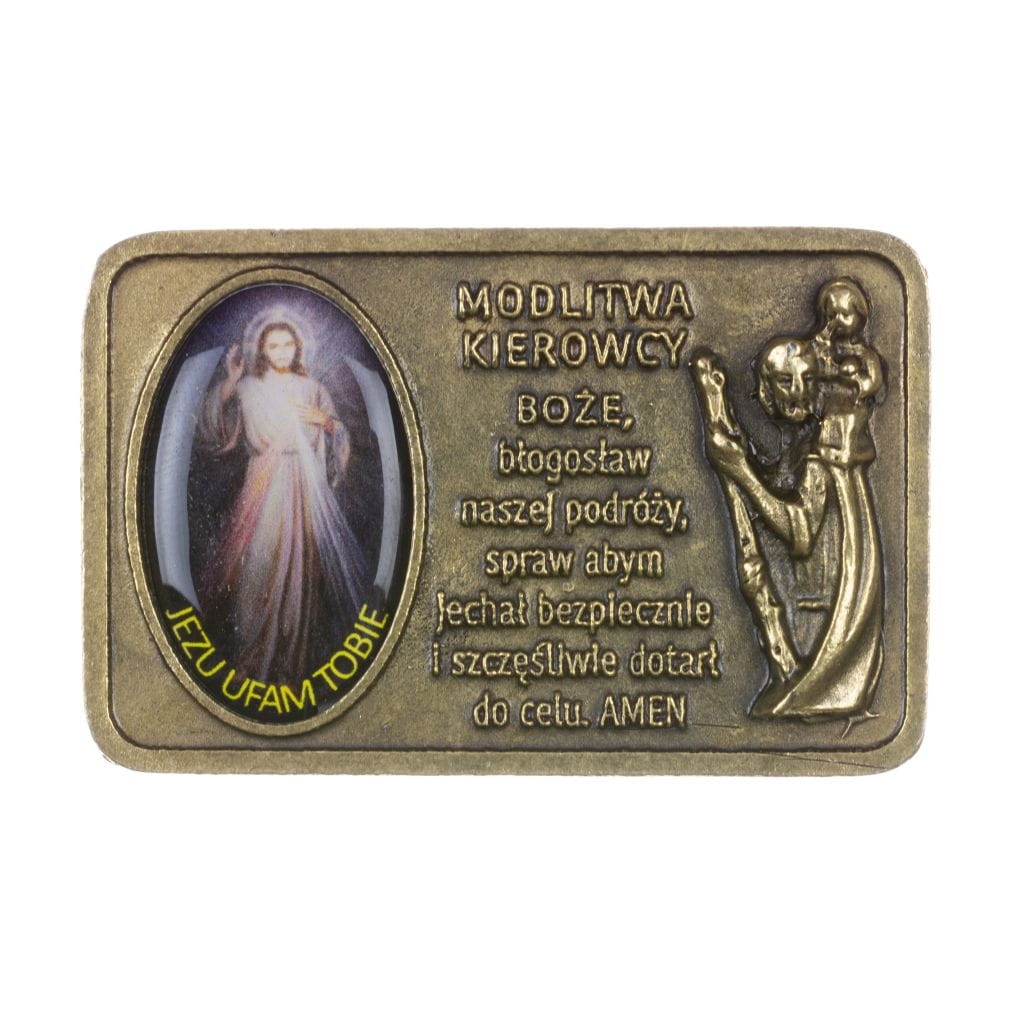 Plakietka św. Krzysztof z modlitwą kierowcy 5,5x3,5 cm