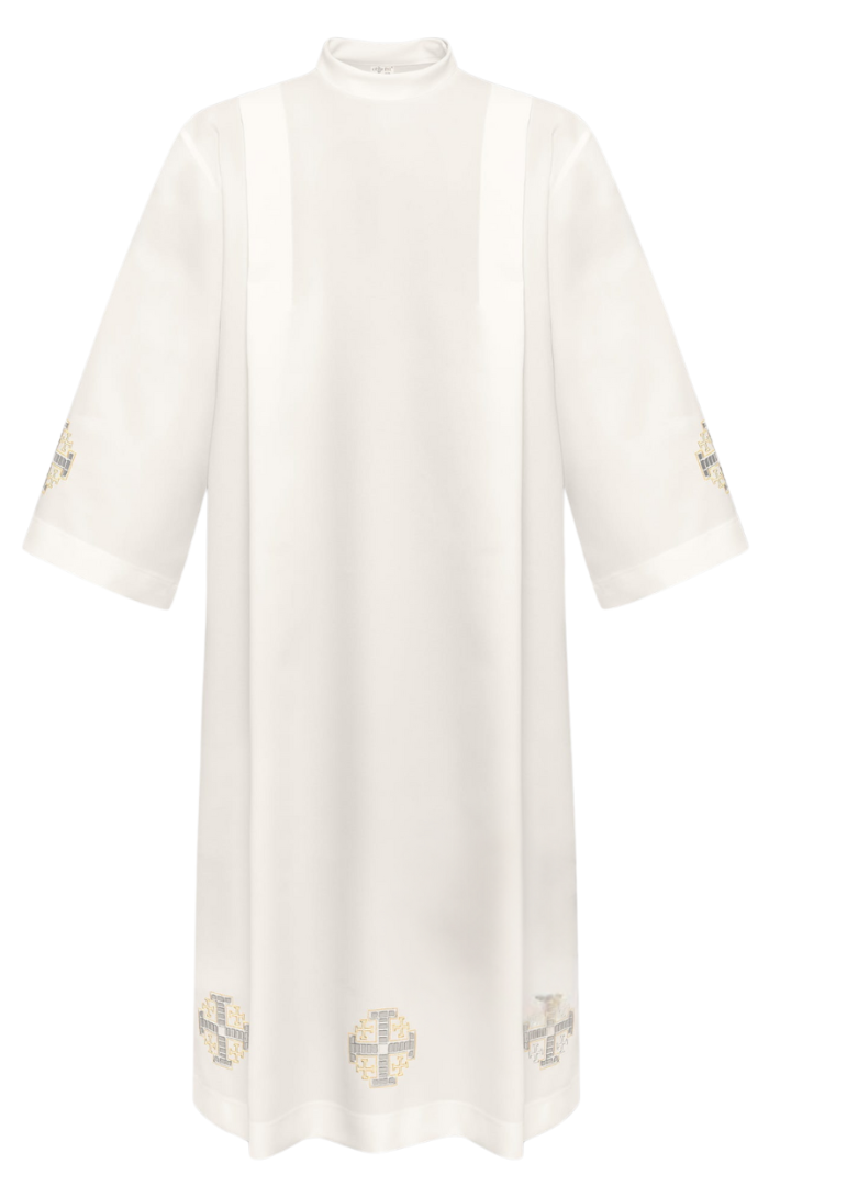 Alba Ecri z zakładkami Krzyż Jerozolimski złoty 170 cm 