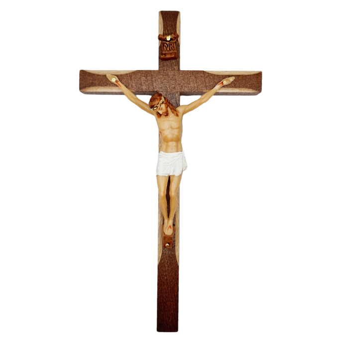 Krzyż drewniany 12x21cm ciemny ręcznie malowany