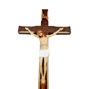 Krzyż drewniany 14x28cm ciemny ręcznie malowany