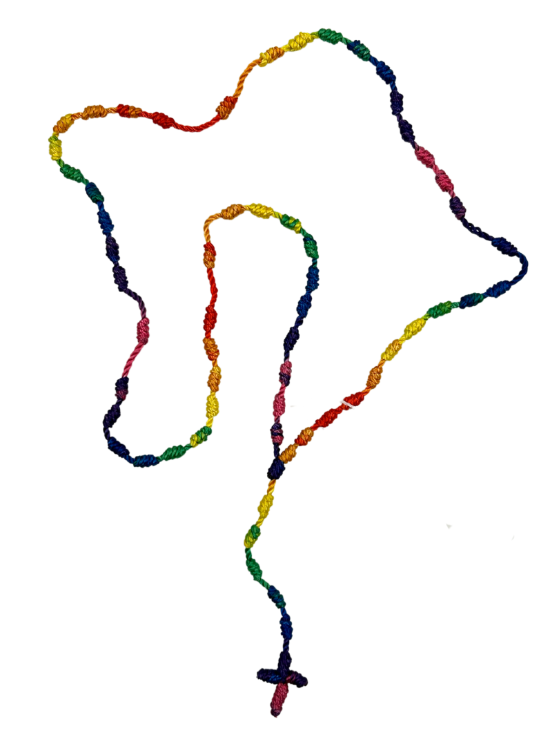 Różaniec sznurkowy pleciony kolorowy