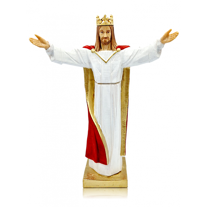Figurka Chrystus Król 25,5cm biało czerwony