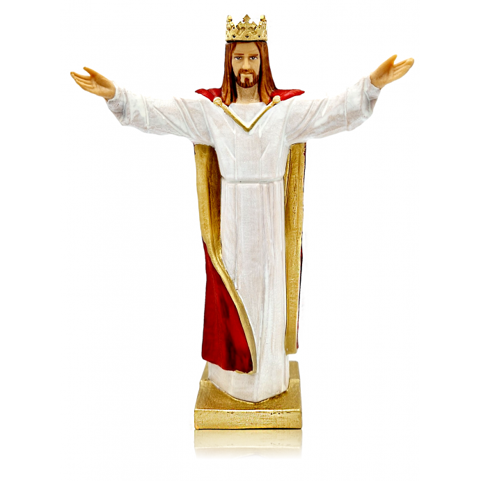 Figurka Chrystus Król 18cm biało czerwony w pudełku