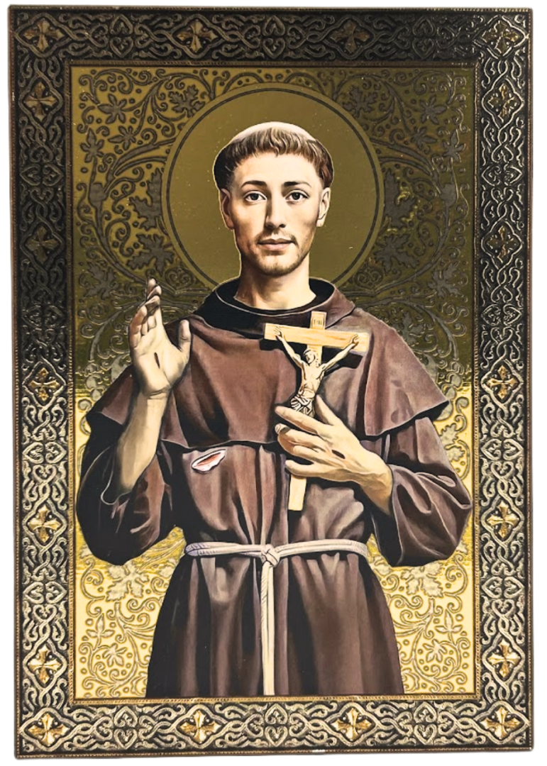 Ikona św. Franciszek z krzyżem 28,5 x 19 cm