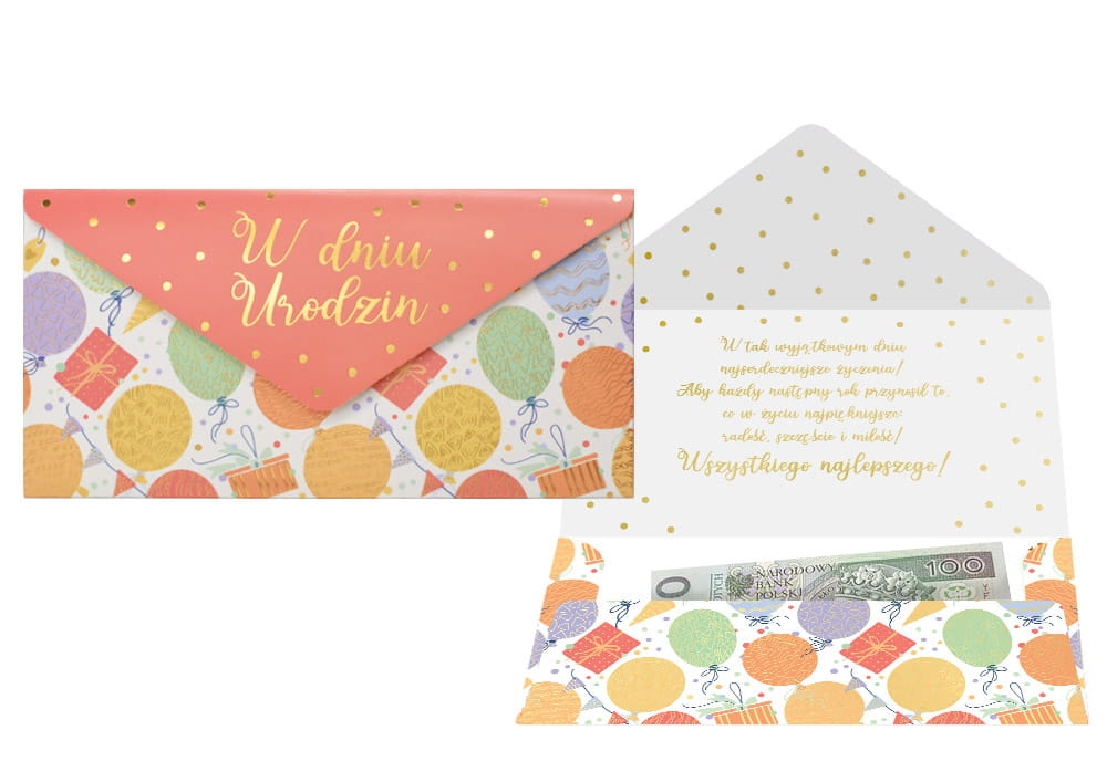 Koperta na banknoty  W DNIU URODZIN 