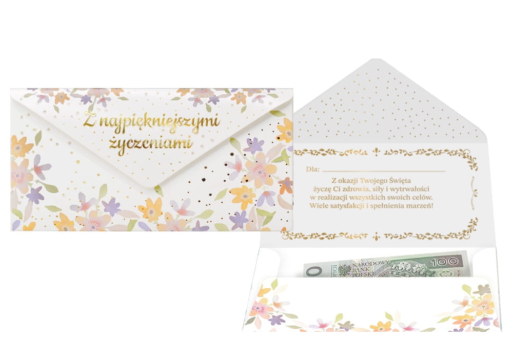 Koperta na banknoty Z NAJLEPSZYMI ŻYCZENIAMI