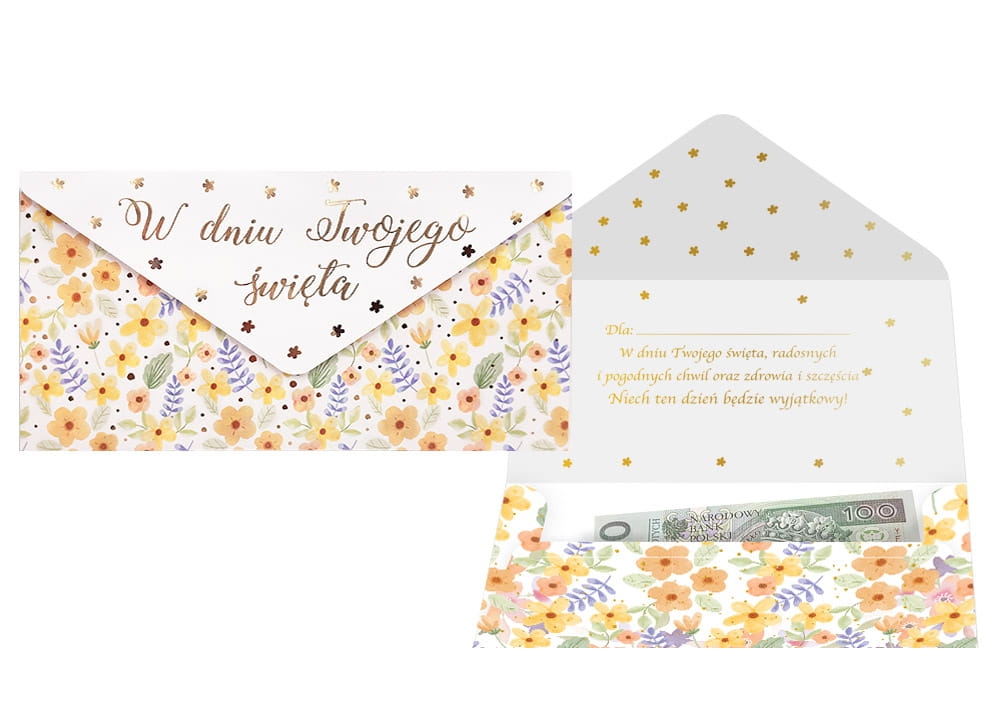 Koperta na banknoty W DNIU TWOJEGO ŚWIĘTA