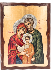 Ikona grecka drewniana Święta Rodzina 27x21cm