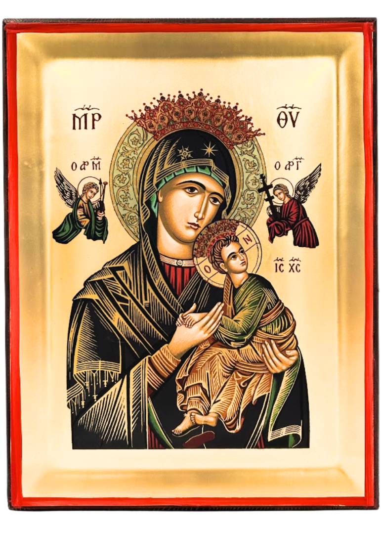 Ikona grecka drewniana MB Nieustającej Pomocy 34x26cm 