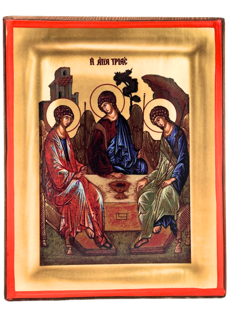 Ikona grecka drewniana Św. Trójca Rublowa 20x16cm