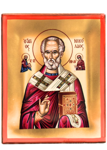 Ikona grecka drewniana święty Mikołaj 13,5x11 cm