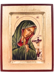 Ikona bizantyjska Matka Boża Bolesna pod krzyżem 18 x 14 cm