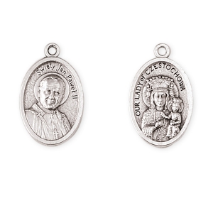 Medalik włoski  Matka Boża Częstochowska / JPII 2,2cm