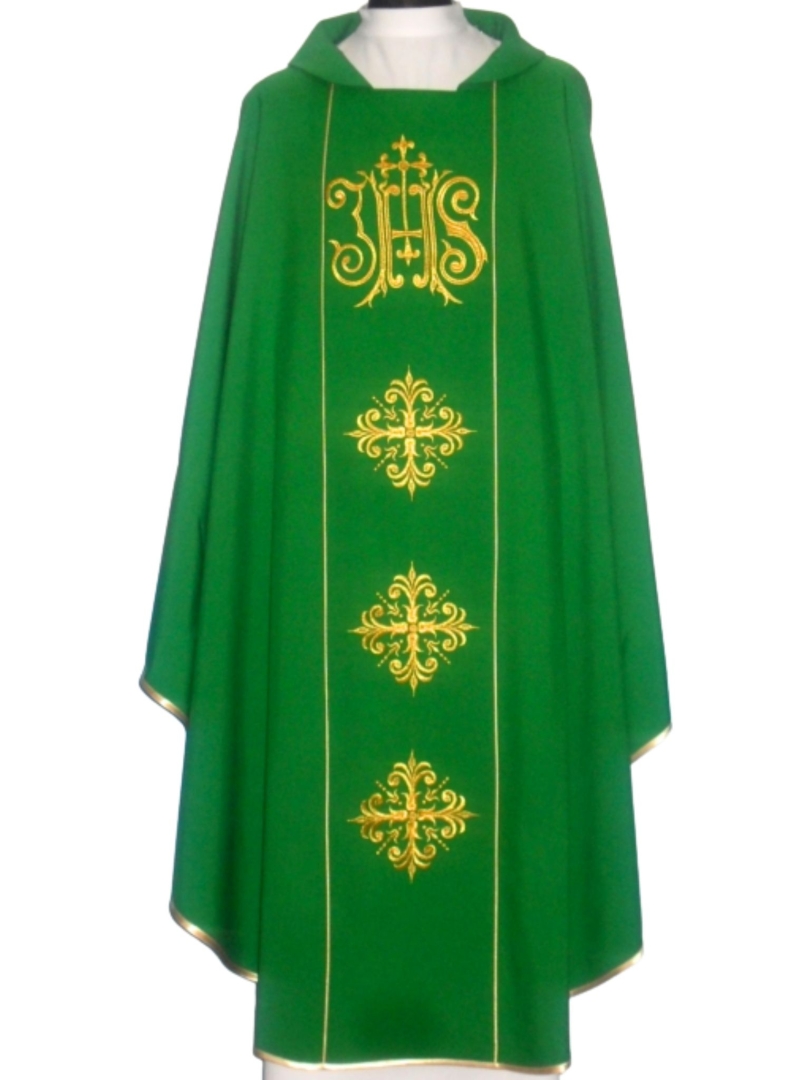 Ornat z haftowanym pasem IHS + 3 hafty wszystkie kolory