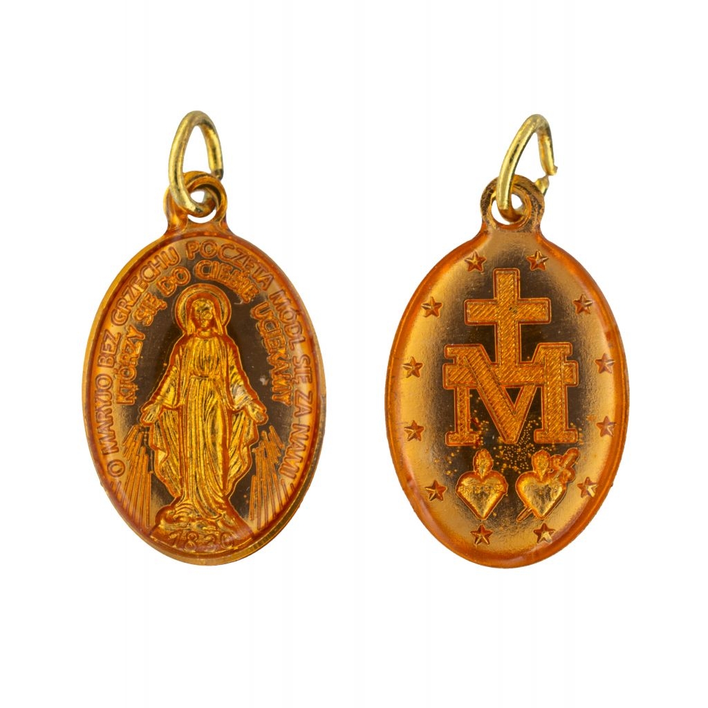 Medalik Matka Boża Niepokalana złoty żywica 2cm