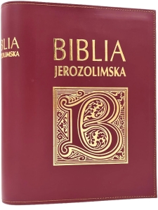 Okładka skórzana na Biblię Jerozolimską duży format bordowa