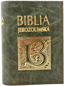 Okładka skórzana na Biblię Jerozolimską duży format zielona