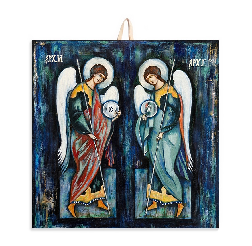 Płytka ceramiczna 15x15cm obrazek Archaniołowie Michał i Gabriel 