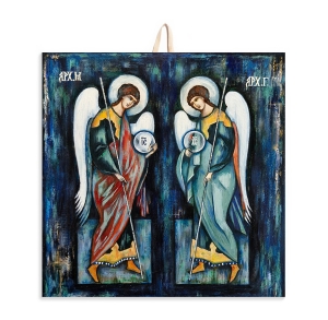 Płytka ceramiczna 15x15cm obrazek Archaniołowie Michał i Gabriel 