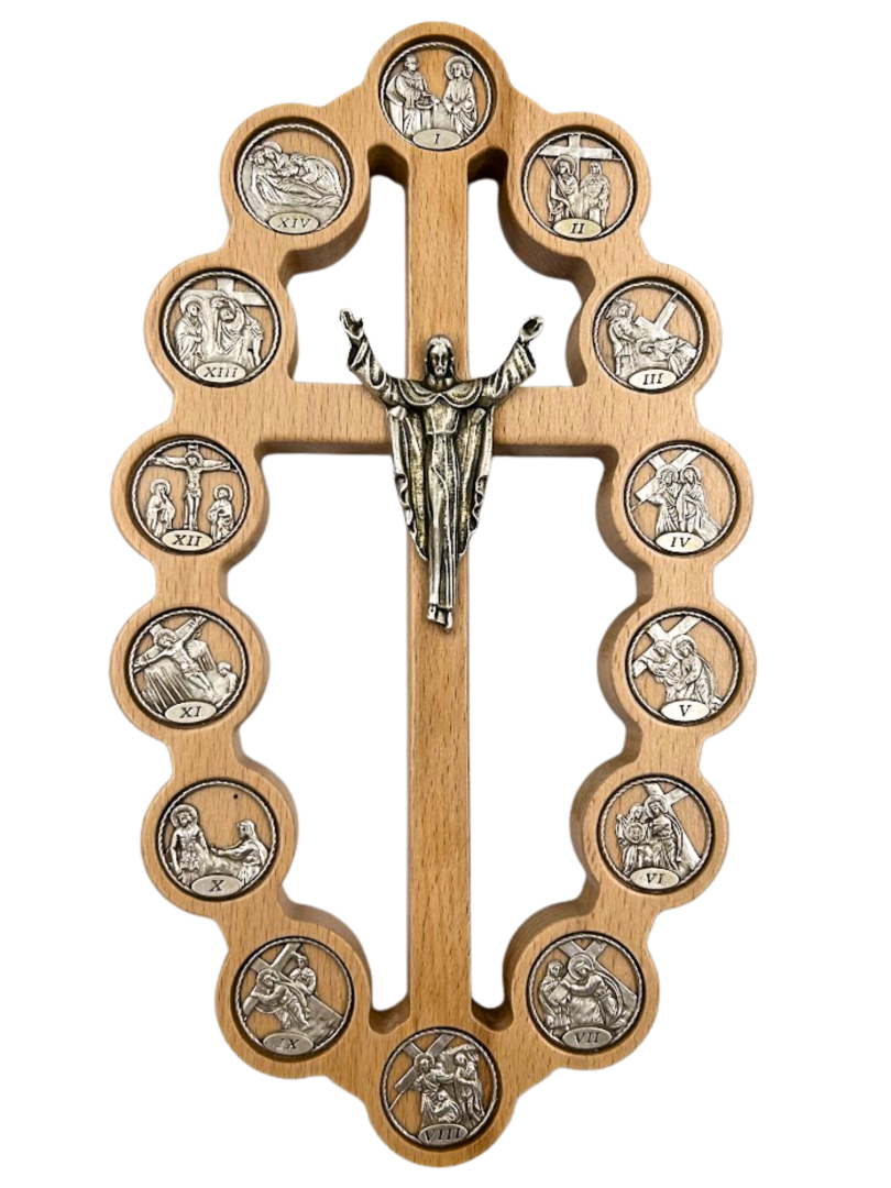 Krzyż droga krzyżowa, ze stacjami drogi krzyżowej 28 x16 cm