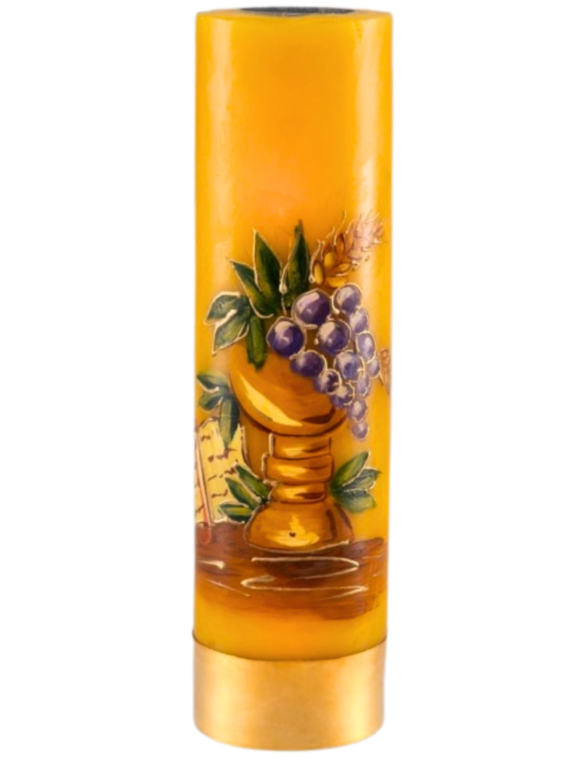 Świeca olejowa ręcznie malowana: kielich winogrona 30 x 8 cm