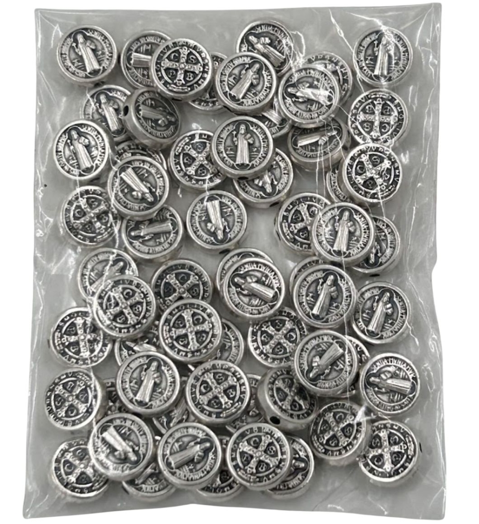 Przekładka do różańca metalowa św. Benedykt 60 szt