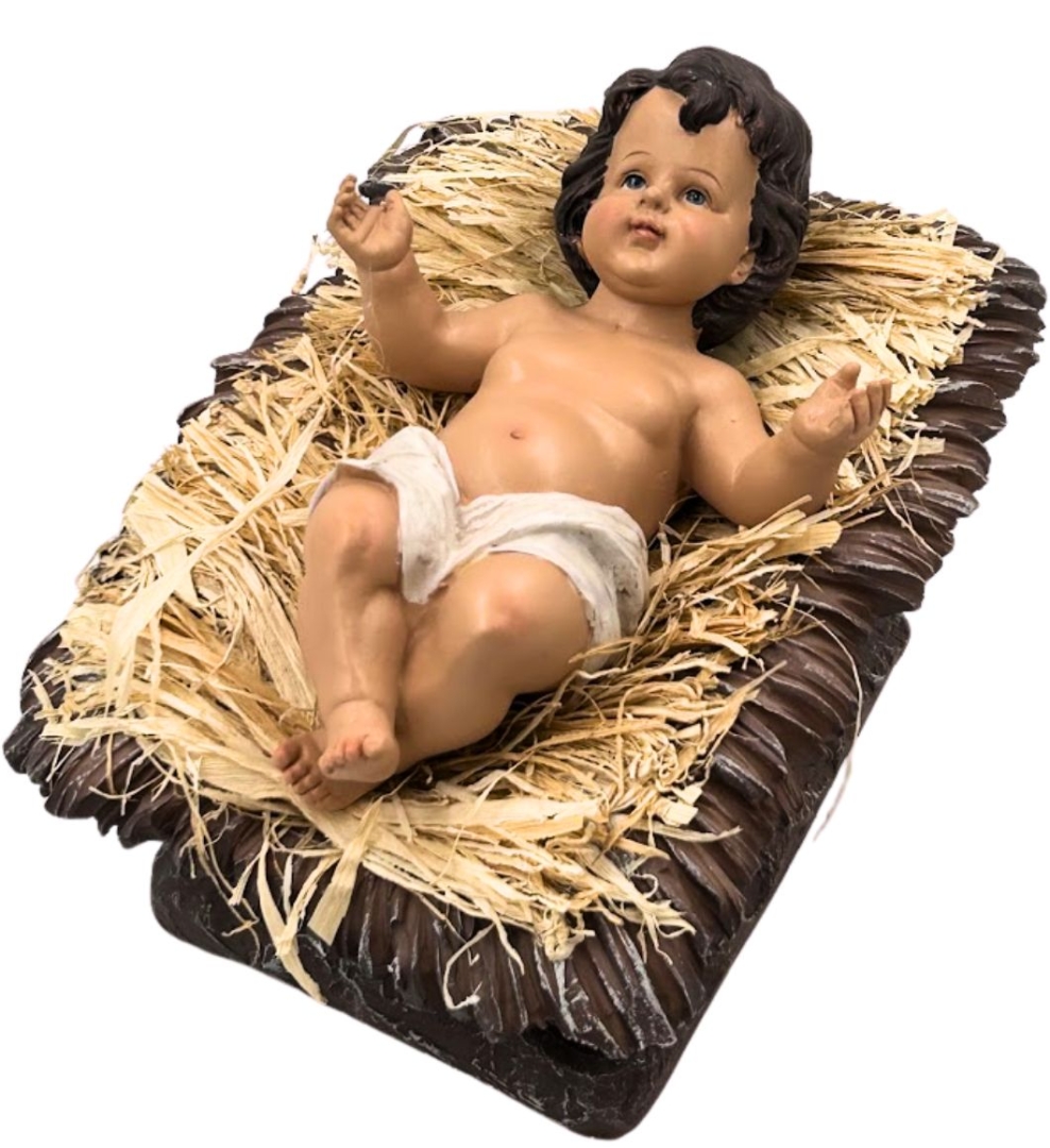 Figura Dzieciątko Jezus w żłóbku 27,5cm do szopki bożonarodzeniowej