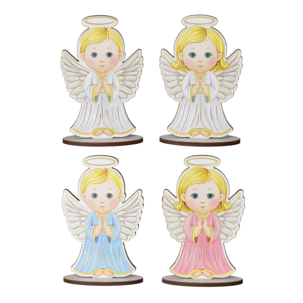 Obrazek stojący Aniołek chłopiec niebieski 10x7 cm