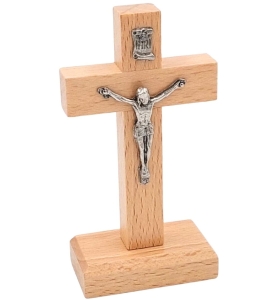 Krzyż drewniany stojący jasny 10 cm