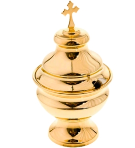 Łódka liturgiczna owalna mosiądz pozłacany 18 cm 