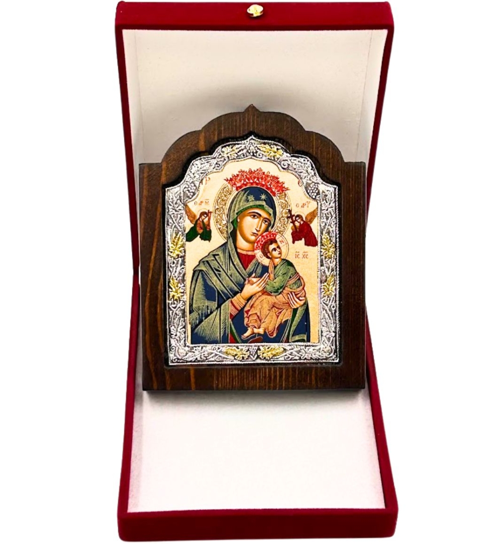 Ikona bizantyjska w pudełku MB Nieustającej Pomocy 12x10cm