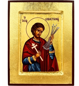 Ikona bizantyjska święty Sebastian 18x14 cm