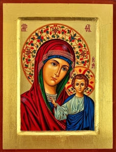 Ikona 0S MB Kazańska czerwona BIZ 18x14cm