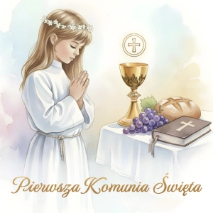 Magnes ceramiczny na pierwszą komunię dla dziewczynki 5,5cm