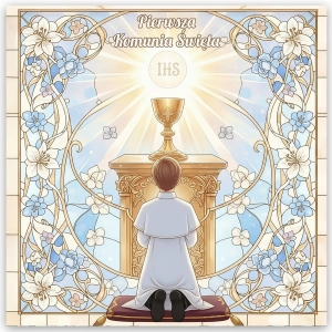 Magnes ceramiczny na pierwszą komunię dla chłopca 5,5cm