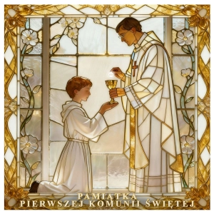 Obraz ceramiczny na Komunię Świętą dla chłopca 20x20