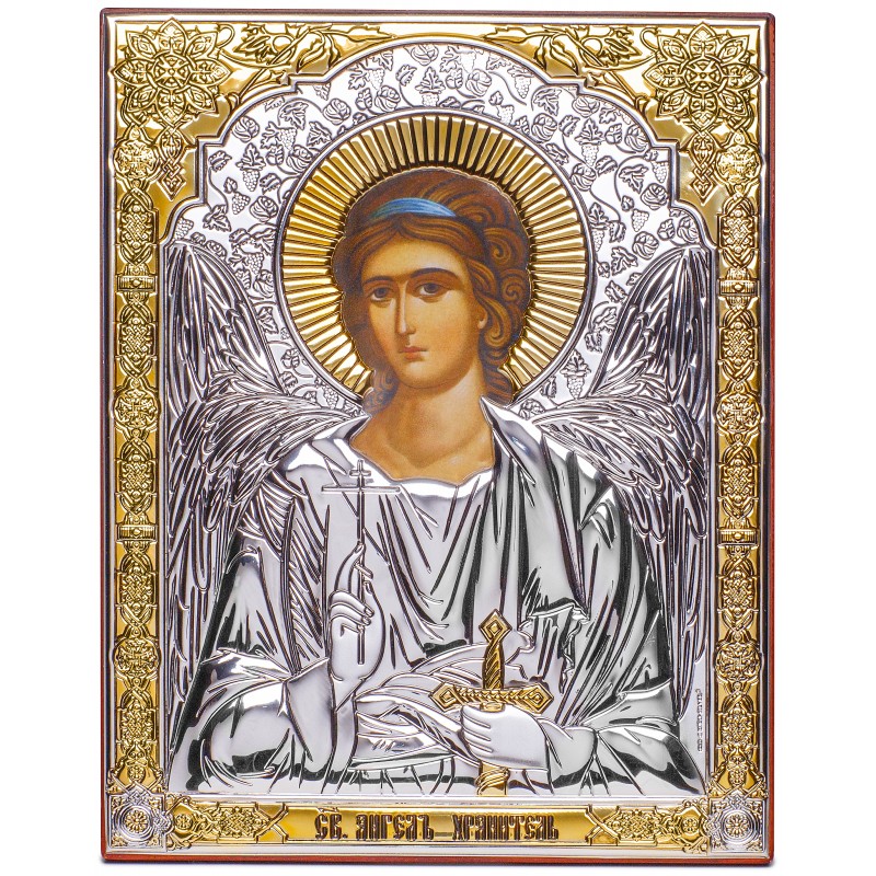 Ikona Anioł Stróż prostok. sr./zł. na brąz. d. 7,2x8,7cm 6702/1 EKKLESIA
