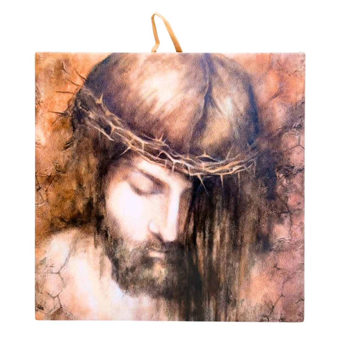 Płytka ceramiczna 10x10cm obrazek PJ w koronie cierniowej I12 PML