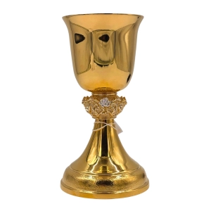 Kielich z nodusem kula, srebrzone róże, mosiądz pozłacany CL001582 PULC
