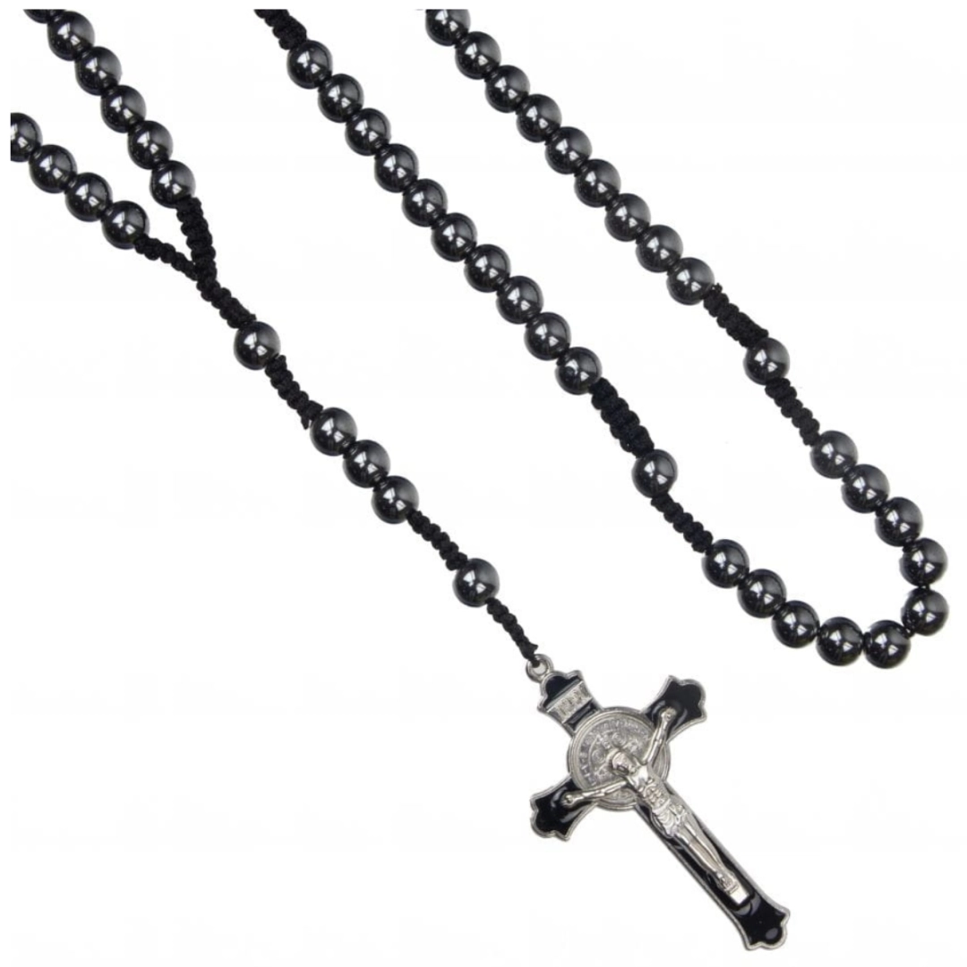 Różaniec z hematytu sznurkowy / Wojowników Maryi 10mm