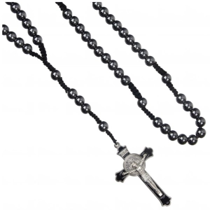 Różaniec z hematytu sznurkowy / Wojowników Maryi 10mm