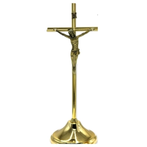 Krzyż metalowy złoty 21cm 