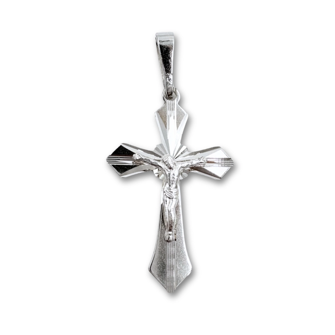 Krzyżyk srebrny 3cm trójkątne zakończenia SMK125 KUŻ
