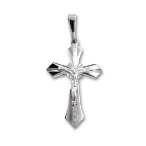 Krzyżyk srebrny 3cm trójkątne zakończenia SMK125 KUŻ