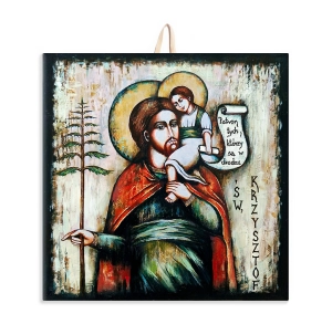 Płytka ceramiczna 15x15cm obrazek Św. Krzysztof Patron podróżnych PML