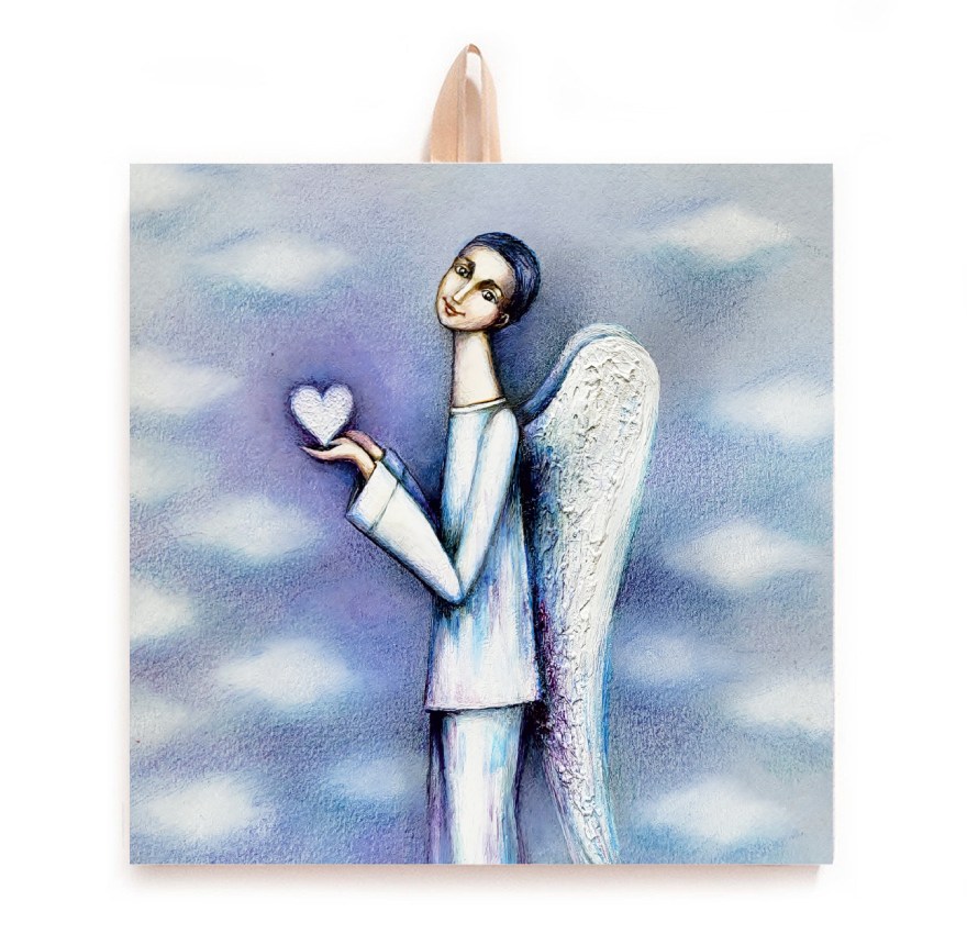 Płytka ceramiczna 15x15cm obrazek Anioł z sercem na dłoni Z06 PML